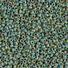 Japanese Miyuki Seed Beads, size 11/0, SKU 111030.MY11-4514, picasso seafoam green matte, (1 28-30 gram tube, apprx 3080 beads)