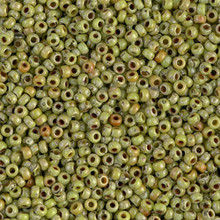 Japanese Miyuki Seed Beads, size 11/0, SKU 111030.MY11-4515, picasso chartreuse matte, (1 28-30 gram tube, apprx 3080 beads)