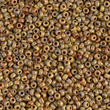 Japanese Miyuki Seed Beads, size 11/0, SKU 111030.MY11-4517, picasso brown tan matte, (1 28-30 gram tube, apprx 3080 beads)