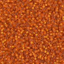 Delica Beads (Miyuki), size 11/0 (same as 12/0), SKU 195006.DB11-0682, orange semi-matte silver lined, (10gram tube, apprx 1900 beads)