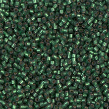 Delica Beads (Miyuki), size 11/0 (same as 12/0), SKU 195006.DB11-0690, dark grey-green semi-matte silver lined, (10gram tube, apprx 1900 beads)