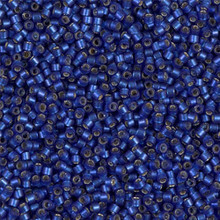 Delica Beads (Miyuki), size 11/0 (same as 12/0), SKU 195006.DB11-0693, medium blue semi-matte silver lined, (10gram tube, apprx 1900 beads)
