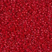 Delica Beads (Miyuki), size 11/0 (same as 12/0), SKU 195006.DB11-0791, dyed matte opaque red, (10gram tube, apprx 1900 beads)