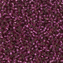 Delica Beads (Miyuki), size 11/0 (same as 12/0), SKU 195006.DB11-1342, dyed silver lined dark rose, (10gram tube, apprx 1900 beads)