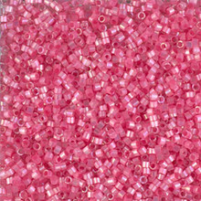 Delica Beads (Miyuki), size 11/0 (same as 12/0), SKU 195006.DB11-1867, silk inside dyed rose AB, (10gram tube, apprx 1900 beads)