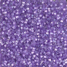 Delica Beads (Miyuki), size 11/0 (same as 12/0), SKU 195006.DB11-1868, silk inside dyed lilac AB, (10gram tube, apprx 1900 beads)