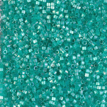 Delica Beads (Miyuki), size 11/0 (same as 12/0), SKU 195006.DB11-1869, silk inside color aqua green AB, (10gram tube, apprx 1900 beads)