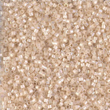 Delica Beads (Miyuki), size 11/0 (same as 12/0), SKU 195006.DB11-1874, silk inside dyed pale apricot AB, (10gram tube, apprx 1900 beads)