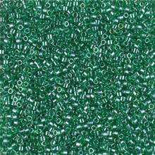Delica Beads (Miyuki), size 11/0 (same as 12/0), SKU 195006.DB11-1889, transparent green lsuter, (10gram tube, apprx 1900 beads)