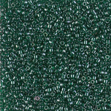 Delica Beads (Miyuki), size 11/0 (same as 12/0), SKU 195006.DB11-1894, transparent emerald luster, (10gram tube, apprx 1900 beads)