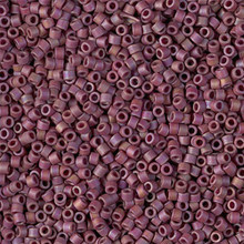 Delica Beads (Miyuki), size 11/0 (same as 12/0), SKU 195006.DB11-2308, matte opaque glazed trillium red AB, (10gram tube, apprx 1900 beads)