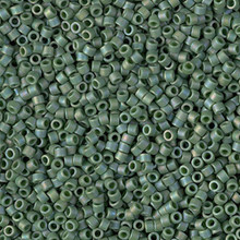 Delica Beads (Miyuki), size 11/0 (same as 12/0), SKU 195006.DB11-2312, matte opaque glazed basil green AB, (10gram tube, apprx 1900 beads)