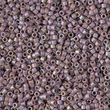 Delica Beads (Miyuki), size 11/0 (same as 12/0), SKU 195006.DB11-2321, matte opaque glazed dark beige AB, (10gram tube, apprx 1900 beads)
