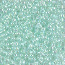 Japanese Miyuki Seed Beads, size 8/0, SKU 189008.MY8-0271, light mint green lined crystal AB , (1 26-28 gram tube, apprx 1120 beads)