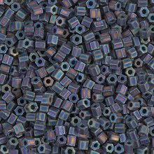 Japanese Miyuki Seed Beads, size 8/0, SKU 189008.MY8-0401FRcut, matte black ab cut, (1 26-28 gram tube, apprx 1120 beads)