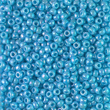 Japanese Miyuki Seed Beads, size 8/0, SKU 189008.MY8-0482, opaque turquoise blue ab, (1 26-28 gram tube, apprx 1120 beads)