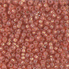 Japanese Miyuki Seed Beads, size 8/0, SKU 189008.MY8-0553, dyed dark peach silverlined alabaster, (1 26-28 gram tube, apprx 1120 beads)