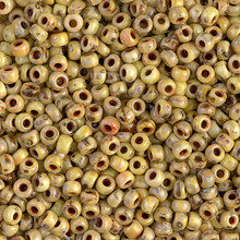 Japanese Miyuki Seed Beads, size 8/0, SKU 189008.MY8-4512, opaque yellow picasso, (1 26-28 gram tube, apprx 1120 beads)