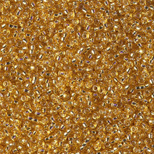 Japanese Miyuki Seed Beads, size 15/0, SKU 189015.MY15-0004, silver lined dark gold,  (1 12-13gram tube - apprx 3500 beads)