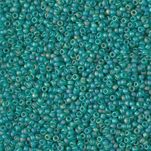 Japanese Miyuki Seed Beads, size 15/0, SKU 189015.MY15-0147FR, matte transparent emerald AB,  (1 12-13gram tube - apprx 3500 beads)