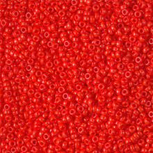 Japanese Miyuki Seed Beads, size 15/0, SKU 189015.MY15-0407, opaque vermillion red,  (1 12-13gram tube - apprx 3500 beads)