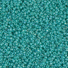 Japanese Miyuki Seed Beads, size 15/0, SKU 189015.MY15-0481, opaque turquoise green AB,  (1 12-13gram tube - apprx 3500 beads)
