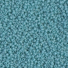 Japanese Miyuki Seed Beads, size 15/0, SKU 189015.MY15-2029, matte opaque turquoise blue luster,  (1 12-13gram tube - apprx 3500 beads)