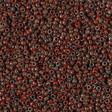 Japanese Miyuki Seed Beads, size 15/0, SKU 189015.MY15-4513, opaque red picasso, (1 12-13gram tube - apprx 3500 beads)