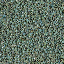 Japanese Miyuki Seed Beads, size 15/0, SKU 189015.MY15-4514, opaque turquoise blue picasso, (1 12-13gram tube - apprx 3500 beads)