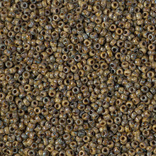 Japanese Miyuki Seed Beads, size 15/0, SKU 189015.MY15-4517, opaque brown picasso, (1 12-13gram tube - apprx 3500 beads)