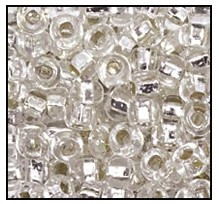 Czech Seed Beads, 11/0-0005, crystal silver lined, (1 hank, about 4000 beads)