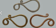 East Indian Ethnic Look Hook & Eye Clasp, large, 45mm each hook, copper plated (over brass), (1 two-piece set)