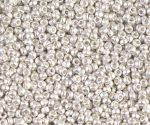 Japanese Miyuki Seed Beads, size 11/0, SKU 111030.MY11-961F, matte bright sterling plated, (10 grams, 3" tube)