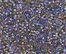 Delica Beads (Miyuki), size 11/0 (same as 12/0), SKU 195006.DB11-0986, lined purple / bronze mix, (10gram tube, apprx 1900 beads)