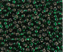 Japanese Miyuki Seed Beads, size 8/0, SKU 189008.MY8-0027, dark emerald silver lined, (1 26-28 gram tube, apprx 1120 beads)
