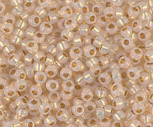 Japanese Miyuki Seed Beads, size 8/0, SKU 189008.MY8-0196, 24KT yellow gold lined opal, (10 grams, 3” tube)