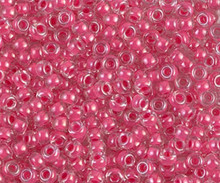 Japanese Miyuki Seed Beads, size 8/0, SKU 189008.MY8-0208, carnation pink lined crystal, (1 26-28 gram tube, apprx 1120 beads)