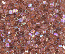Japanese Miyuki Seed Beads, size 8/0, SKU 189008.MY8-0275cut, salmon lined crystal cut, (1 26-28 gram tube, apprx 1120 beads)