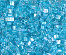 Japanese Miyuki Seed Beads, size 8/0, SKU 189008.MY8-0278cut, aqua lined crystal AB cut, (1 26-28 gram tube, apprx 1120 beads)