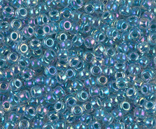 Japanese Miyuki Seed Beads, size 8/0, SKU 189008.MY8-0279, marine blue lined crystal AB, (1 26-28 gram tube, apprx 1120 beads)