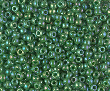 Japanese Miyuki Seed Beads, size 8/0, SKU 189008.MY8-0480, opaque green AB, (1 26-28 gram tube, apprx 1120 beads)