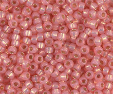 Japanese Miyuki Seed Beads, size 8/0, SKU 189008.MY8-0642, dyed salmon silver lined alabaster, (1 26-28 gram tube, apprx 1120 beads)