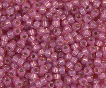 Japanese Miyuki Seed Beads, size 8/0, SKU 189008.MY8-0645, dyed dark rose silver lined alabaster, (1 26-28 gram tube, apprx 1120 beads)
