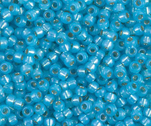 Japanese Miyuki Seed Beads, size 8/0, SKU 189008.MY8-0647, dyed aqua silver lined alabaster, (1 26-28 gram tube, apprx 1120 beads)