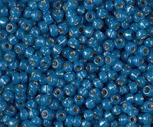Japanese Miyuki Seed Beads, size 8/0, SKU 189008.MY8-0648, dyed denim blue silver lined alabaster, (1 26-28 gram tube, apprx 1120 beads)