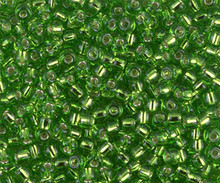 Japanese Miyuki Seed Beads, size 8/0, SKU 189008.MY8-2423, transparent lime silver lined, (1 26-28 gram tube, apprx 1120 beads)