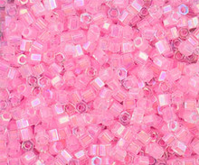 Japanese Miyuki Seed Beads, size 8/0, SKU 189008.MY8-2776cut, cotton candy pink lined crystal AB cut, (1 26-28 gram tube, apprx 1120 beads)