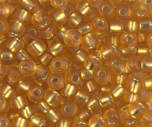 Japanese Miyuki Seed Beads, size 6/0, SKU 111031.MYK6-0004F, matte silver lined dark gold, (1 tube, apprx 24-28 grams, apprx 315 beads per tube)