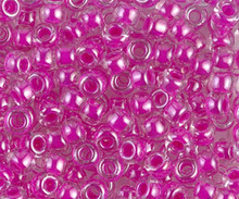 Japanese Miyuki Seed Beads, size 6/0, SKU 111031.MYK6-0209, fuchsia lined crystal, (1 tube, apprx 24-28 grams, apprx 315 beads per tube)