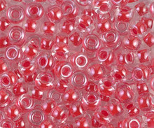 Japanese Miyuki Seed Beads, size 6/0, SKU 111031.MYK6-0226, dark coral lined crystal, (1 tube, apprx 24-28 grams, apprx 315 beads per tube)